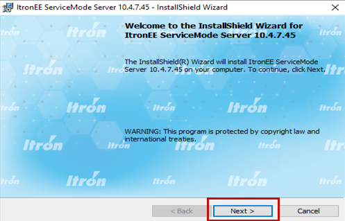InstallShield wizard for Sevice mode server
